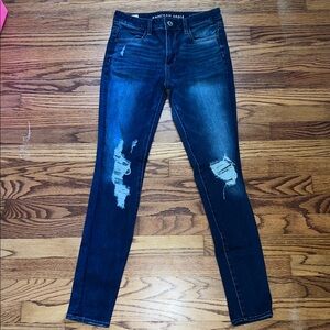 American Eagle Outfitters Dark Blue Hi-Rise Skinny Jeans Long